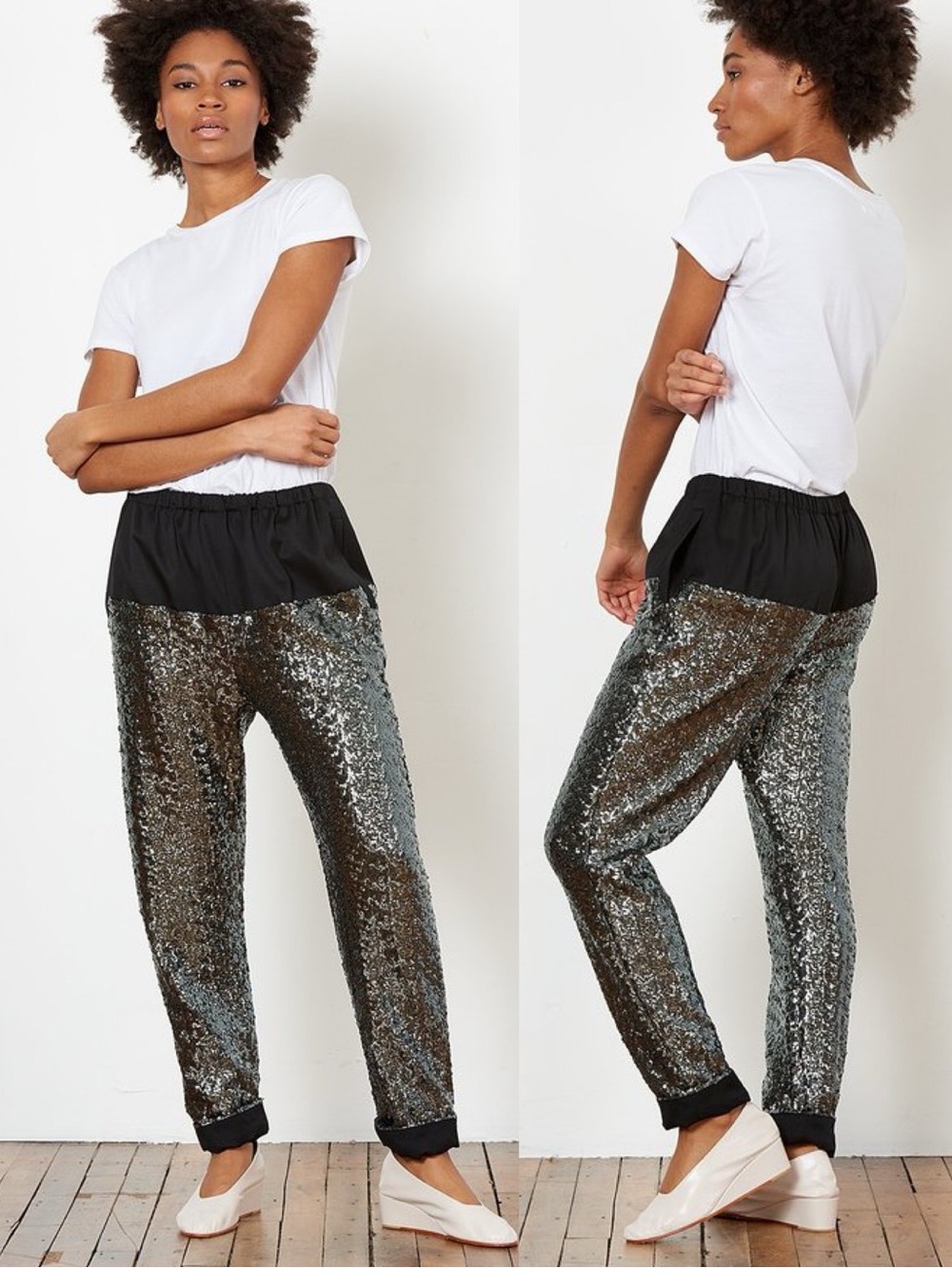 Rachel Comey Tremble Pants Petrol Sequins Size 0 Black Silver Statement Trousers